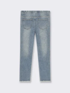 Piazza Italia Jeggings stretch effetto denim con vita elasticizzata e chiusura e tasche trompe l'oeil - Denim chiaro Blu Outlet
