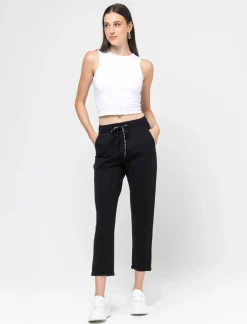 Piazza Italia Jogger con elastico in vita arricciato e tasca americana - Nero Sale