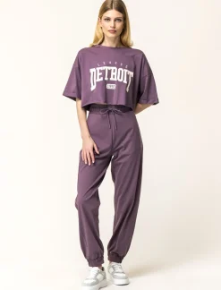 Piazza Italia Jogger in cotone, con coulisse ed elastico al fondo - malva Viola Fashion