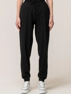 Piazza Italia Jogger in cotone, con coulisse, fondo in tessuto elastico a costina - Nero Clearance