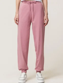Piazza Italia Jogger in cotone, con coulisse, fondo in tessuto elastico a costina - cipolla Rosa Hot