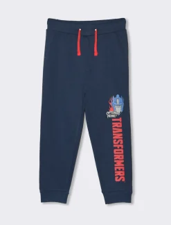 Piazza Italia Jogger in felpa con stampa su gamba transformers con coulisse in vita e costina al fondo. - Blu Store