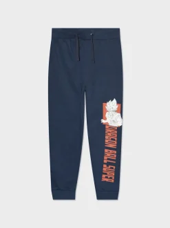 Piazza Italia Jogger in felpa con stampa frontale Dragon Ball con coulisse in vita e costina al fondo  - Blu Store