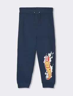 Piazza Italia Jogger in felpa con stampa sulla gamba hot wheels con coulisse in vita e costina al fondo - Blu Cheap