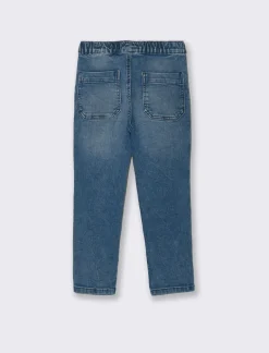 Piazza Italia Jogger pant da bambino in tessuto smacchinato effetto denim con tagòli frontali e patch - Denim Online