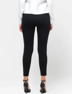 Piazza Italia Legging in punto milano a vita alta con bottoni effetto metallo. - Nero Clearance