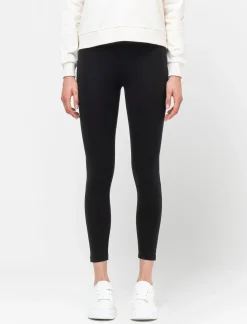 Piazza Italia Legging in tessuto elastico di cotone vita alta - Nero Discount