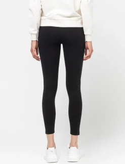 Piazza Italia Legging in tessuto elastico di cotone vita alta - Nero Discount