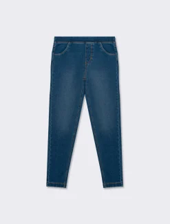 Piazza Italia Leggings in cotone effetto denim con cuciture a contrasto e tasche posteriori - Denim Blu Outlet