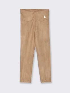 Piazza Italia Leggings scamosciato da bambina - Cuoio Discount