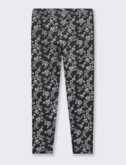 Piazza Italia Leggings stampato in cotone elasticizzato da bambina, vestibilità slim - Nero Sale