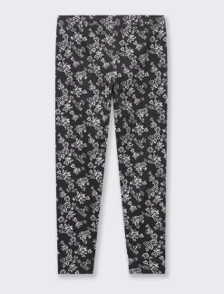 Piazza Italia Leggings stampato in cotone elasticizzato da bambina, vestibilità slim - Nero Sale