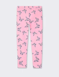 Piazza Italia Leggings stampato in cotone elasticizzato da bambina, vestibilità slim - Rosa Hot