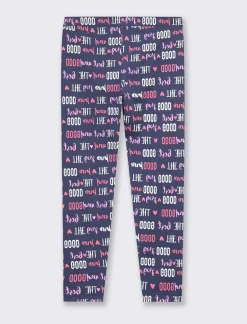 Piazza Italia Leggings stampato in cotone elasticizzato da bambina, vestibilità slim - Blu Online