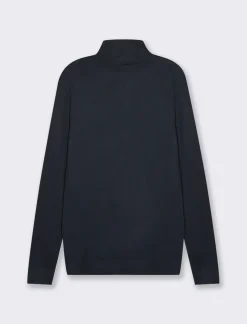 Piazza Italia Maglia a collo alto a costine slim fit - Blu Flash Sale