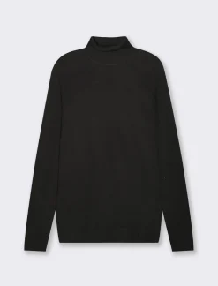 Piazza Italia Maglia a collo alto a costine slim fit - Nero Flash Sale