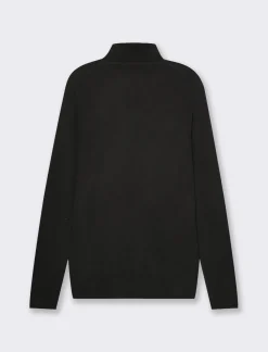 Piazza Italia Maglia a collo alto a costine slim fit - Nero Flash Sale