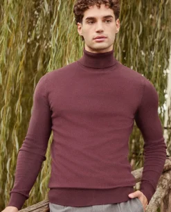 Piazza Italia Maglia a collo alto a costine slim fit - Bordeaux Rosso Store