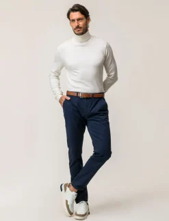 Piazza Italia Maglia a collo alto a costine slim fit - latte Bianco Sale