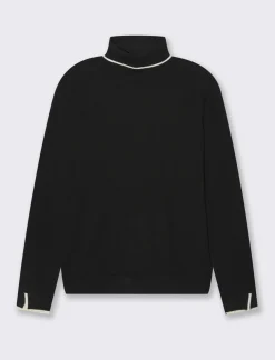 Piazza Italia Maglia a collo alto con dettaglio a contrasto su collo e polsini - Nero Best