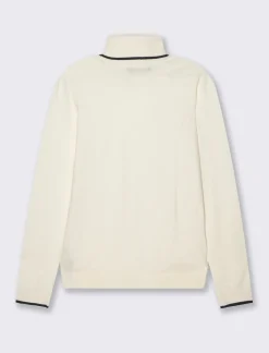 Piazza Italia Maglia a collo alto con dettaglio a contrasto su collo e polsini - Avorio Beige Discount