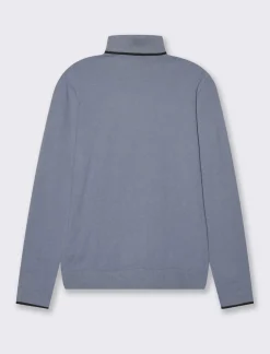 Piazza Italia Maglia a collo alto con dettaglio a contrasto su collo e polsini - Celeste Azzurro Best Sale