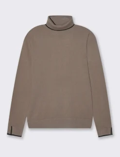 Piazza Italia Maglia a collo alto con dettaglio a contrasto su collo e polsini - tortora Grigio Online