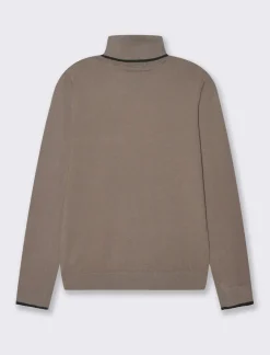 Piazza Italia Maglia a collo alto con dettaglio a contrasto su collo e polsini - tortora Grigio Online