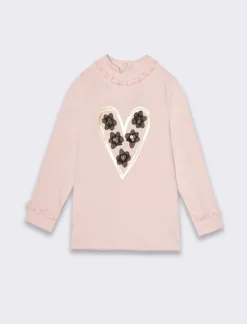 Piazza Italia Maglia a collo alto con stampa Mylar - Rosa Flash Sale