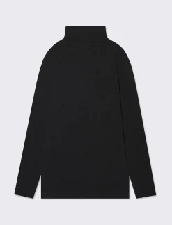 Piazza Italia Maglia a collo alto in cotone elasticizzato e stampe frontali con strass adesivi decorativi - Nero Sale