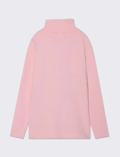 Piazza Italia Maglia a collo alto in cotone elasticizzato e stampe frontali con strass adesivi decorativi - Rosa Outlet