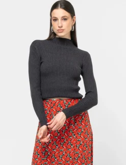 Piazza Italia Maglia a collo alto in morbido filato a coste - mel. Grigio Best