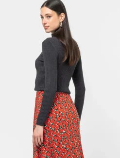 Piazza Italia Maglia a collo alto in morbido filato a coste - mel. Grigio Best