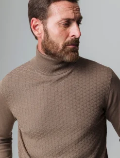 Piazza Italia Maglia a collo alto lavorazione jacquard slim fit - fango Grigio Outlet