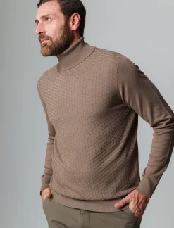 Piazza Italia Maglia a collo alto lavorazione jacquard slim fit - fango Grigio Outlet