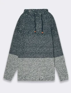 Piazza Italia Maglia a collo sciallato regolabile con coulisse lavorazione jacquard - Blu Fashion