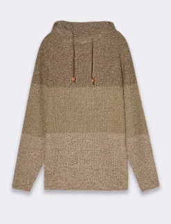 Piazza Italia Maglia a collo sciallato regolabile con coulisse lavorazione jacquard - kaki Verde Fashion