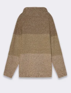 Piazza Italia Maglia a collo sciallato regolabile con coulisse lavorazione jacquard - kaki Verde Fashion