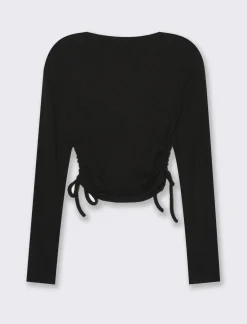 Piazza Italia Maglia a coste con arricci sul fianco - Nero Online