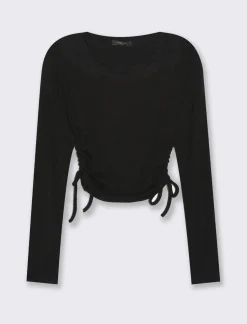 Piazza Italia Maglia a coste con arricci sul fianco - Nero Online