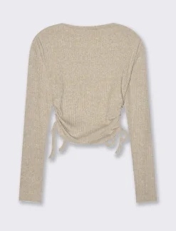 Piazza Italia Maglia a coste con arricci sul fianco - Beige Fashion