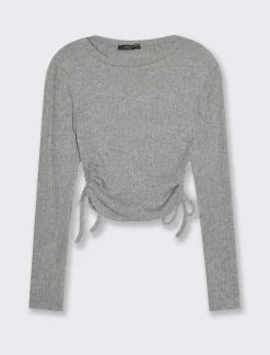 Piazza Italia Maglia a coste con arricci sul fianco - Grigio New