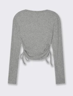 Piazza Italia Maglia a coste con arricci sul fianco - Grigio New