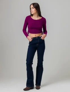 Piazza Italia Maglia a coste con arricci sul fianco - Vinaccia Rosso Fashion