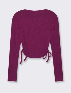 Piazza Italia Maglia a coste con arricci sul fianco - Vinaccia Rosso Fashion