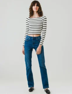 Piazza Italia Maglia a coste,manica lunga, scollo schiffer a righe con vestibilità cropped slim - var 2 Flash Sale