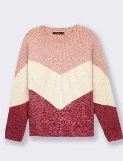 Piazza Italia Maglia a girocollo in ciniglia con manica a T e lavorazione a righe larghe - var 2 Best Sale