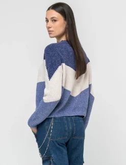 Piazza Italia Maglia a girocollo in ciniglia con manica a T e lavorazione a righe larghe - var 3 Sale