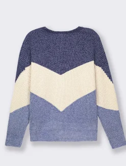 Piazza Italia Maglia a girocollo in ciniglia con manica a T e lavorazione a righe larghe - var 3 Sale