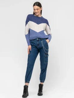 Piazza Italia Maglia a girocollo in ciniglia con manica a T e lavorazione a righe larghe - var 3 Sale